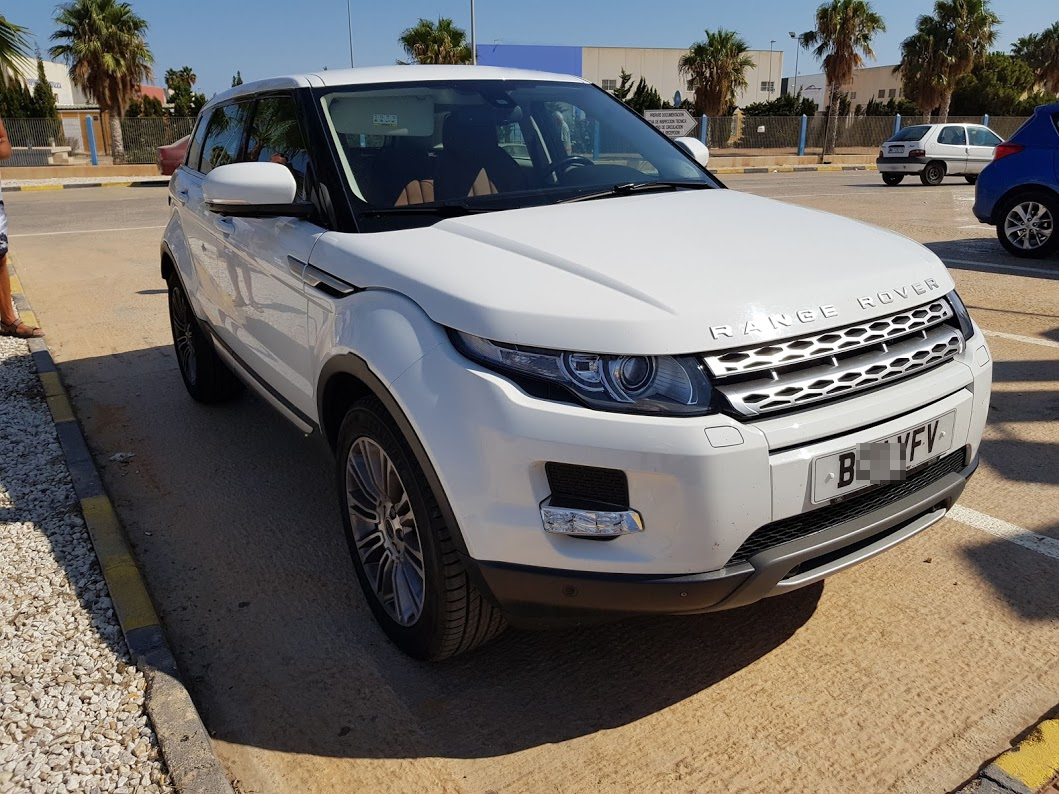 Range Rover Evoque about to be reviewed by our homologations engineer White Range Rover Evoque